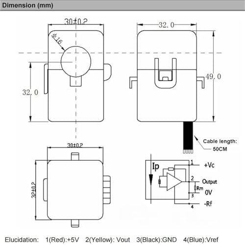 Transductor de corriente QNHCK2-16 CC 20A 2,5V 2V con sensor de núcleo dividido 5