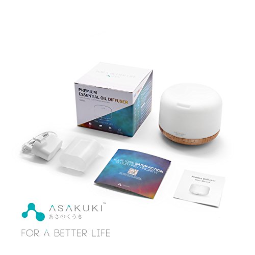 ASAKUKI 500ml Premium Essential Oil Diffuser, 5 In 1 Ultrasonic Aromatherapy Fragrant Oil Vaporizer Humidifier, Purifies The Air, Timer and Auto-Off Safety Switch, 7 LED Light Colors - Image 15