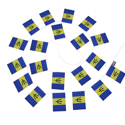 Image of AZ FLAG Barbados 6 meters BUNTING Flag 20 flags 9'' x 6'' - Barbadian STRING flags 15 x 21 cm