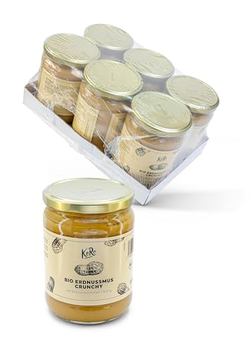KoRo - Bio Crunchy Erdnussmus 6 x 500 g - Aus 100% Erdnuss - Reich an Proteinen & Ballaststoffen - Mit kleinen Nussstücken