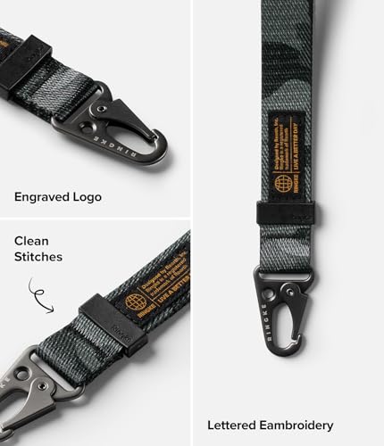 Image of Ringke Tactical Webbing Hand Strap with Patch [Heavy Duty Tactical Carabiner] Durable Anti-Tear Multi-Purpose Phone Wrist Strap for Travel, Hiking, etc