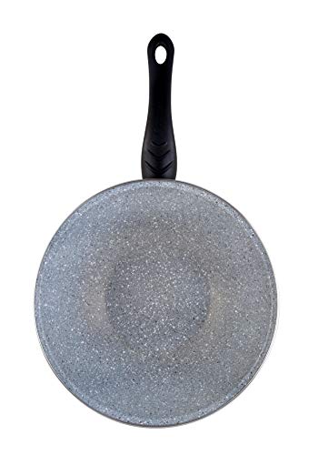 MAGEFESA-Dolomiti-Wok-28cm-de-Acero-vitrificado-Exterior-Gris-Marengo-Antiadherente-bicapa-Reforzado-Efecto-marmol-Apto-para-Todo-Tipo-de-cocinas-Especial-induccion-50-de-Ahorro-energetico