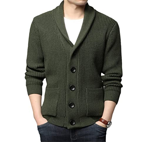 Pull tricot torsadé homme hiver vert XXXL vêtement chaud coupe coréenne ample