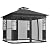 Outsunny 10' x 10' Outdoor Gazebo with Shelves and Netting, Double Roof Patio Gazebo Canopy Shelter, UV30+ Protected for Lawn, Backyard and Deck, Dark Gray