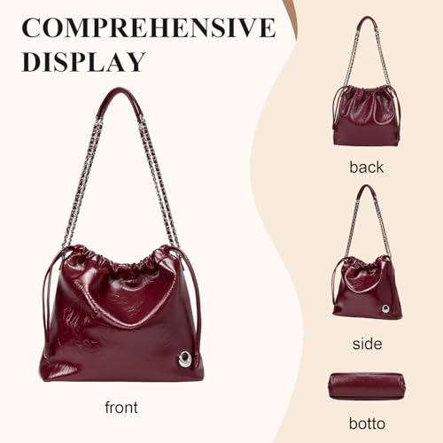 Image of LA FESTIN Leather Bag for Women-Stylish Crossbody Purse with Chain Strap Luxury Soft Shoulder Bag Fashion Tote for Work