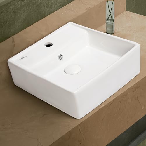 Hindware Italian Collection Inox Table Top Wash Basin for Bathroom | Made of Ceramic | Star White | Square Shape | Over the Counter Basin (B0BF5MD5HZ) Amazon Price History, Amazon Price Tracker