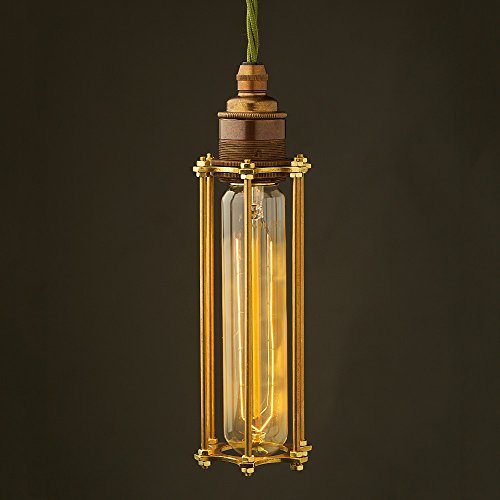 [6 Pack] Vintage Edison Bulbs With Steeple Hairpin Filament, 60W Dimmable E26/E27 T30 Tubular Antique Light, Golden Finish Industrial Design Amber Warm 120V #TOP3