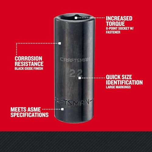 Image of CRAFTSMAN Deep Impact Socket, Metric, 1 /2-Inch Drive, 22mm (CMMT16085)