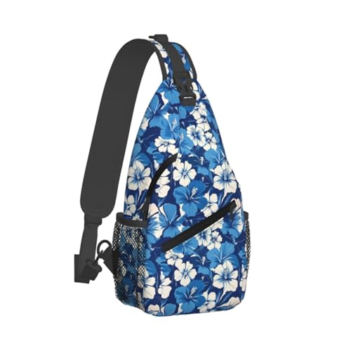 Image of Blue-Hibiscus Crossbody Bag Sling Bag Backpack Chest Bags Shoulder Bag for Women Men