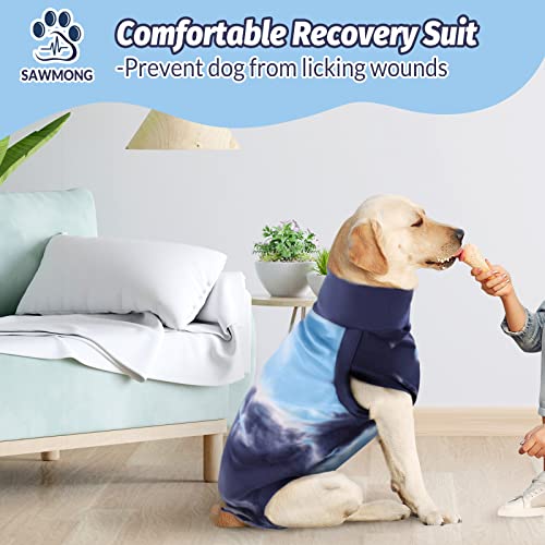 Image of SAWMONG Dog Surgery Recovery Suit, Tie Dye Pet Surgical Suit for Female & Male, Cone E-Collar Alternatives After Spay for Abdominal Wounds, Anti-Licking Neuter Dog Onesie for Small Medium Large Dogs