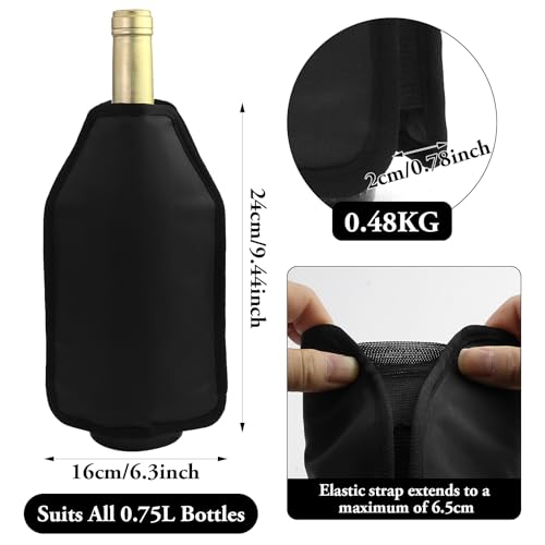 Miniatura 2 de 2 Piezas Enfriadora De Botella De Vino, Enfriador Rápido Para Vino Cubierta Refrigeradora Wine Cooler De Gel Refrigerador Bolsa Enfriador Para Vino Espumoso Champán Cerveza