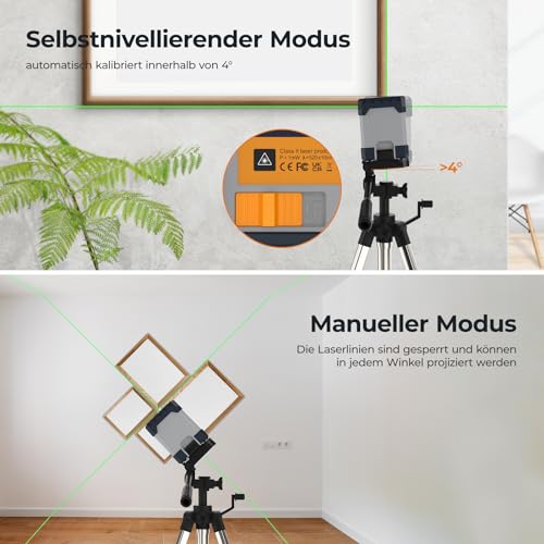 CIGMAN Kreuzlinienlaser Laser Wasserwaage,mit aufladbarem Akku,Linienlaser und grün selbstnivellierend Kreuzlinien,für Baustellen, Inneneinrichtung, DIY .(CM-G02)
