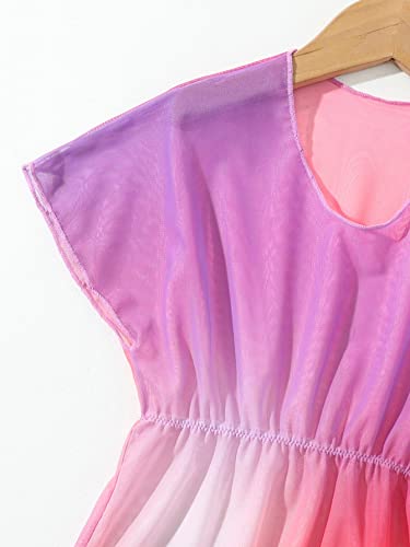 MakeMeChic Girl's Ombre Short Sleeve Bathing Suit Cover Up Beachwear Swimsuit Cover Up Dress3