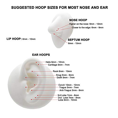 Image of FANSING Men Women 316L Surgical Steel Hinged Nose Rings Hoop for Nostril Septum Cartilage Helix Daith Tragus Rook Conch Lip Ear Lobe Piercings