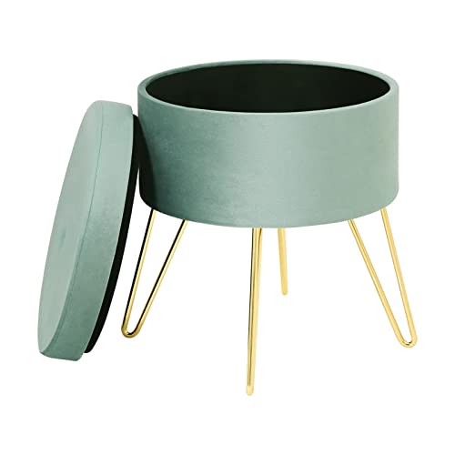 Puff Rotondo Con Contenitore Coperchio Seduta Apribile Piedini In Legno Bianco H30 D40 Cm Sgabello Complemento Darredo 86259207