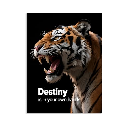 Poster Motivation Tigre Noir pour Décoration Bureau Cadre de Travail Moderne