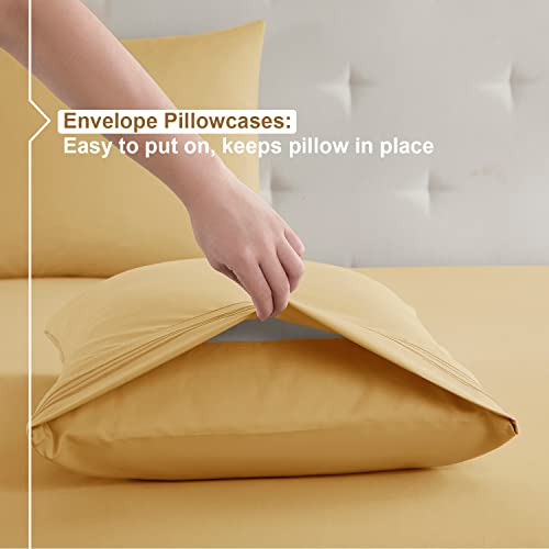 Nestl Queen Sheet Set - 4 Piece Bed Sheets For Queen Size Bed, Double Brushed Queen Size Sheets, Hotel Luxury Camel Gold Sheets, Extra Soft Bedding Sheets & Pillowcases #TOP5