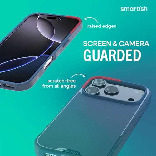 Image of Smartish iPhone 17 Pro MagSafe Case - Gripmunk Magnetic Slim Case [Lightweight + Protective] Thin Grip Cover with Microfiber Lining for Apple iPhone 17 Pro - Blues on The Green