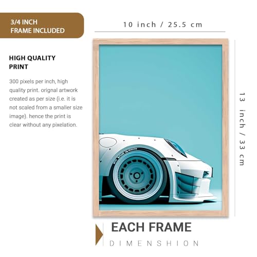 Image of HOTHOUSE Big Porsche Car Framed Posters Gift Items for Boys Room Wall Decoration Bedroom Living Room Office Studio Decor | Car Poster Frame for Wall Decor Set Of 3 Size (10 X 13 inch)