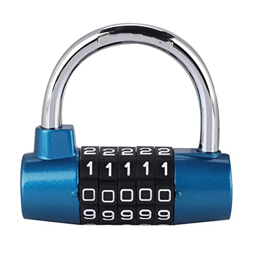 Padlock, No Key Required, Convenient to Use, 5-Digit Combination, Safe to Use, Security Item, Anti-Theft, Security Lock, Auxiliary Lock, Lock (Blue)