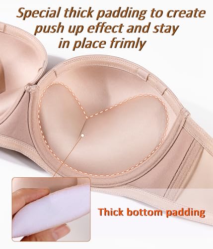 Image of DotVol Women's Multiway Push Up Convertible Underwire Strapless Bra Thick Padded Everyday Bra