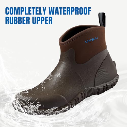 Men's Waterproof 5.3-inch Ankle High Garden Shoes Rain Boots Slip-On Footwear for Gardening Farming Lawn Care Yard Work2