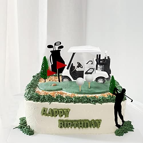Golf Cake Decorations Golf Cart Cake Toppers Heading for The Green Cake Topper for Golfers with Cart Flag Golf Ball for Golf Theme Party Supplies (Vivid Style)