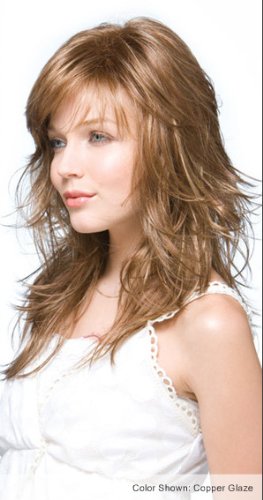 Felicty Wig Color Toasted Brown - Rene of Paris Wigs 10" Long Layers Soft Curls Full Side Bang Synthetic Average Cap Bundle MaxWigs Hairloss Booklet