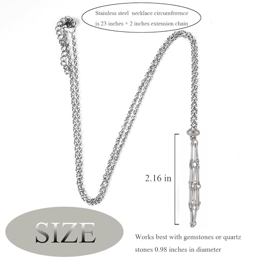 Kingdong Handmade Crystal Holder Necklace - Stainless Steel Cage for Stone - Crystal Stone Holder Necklace Adjustable Length, Jewelry for Women Men2