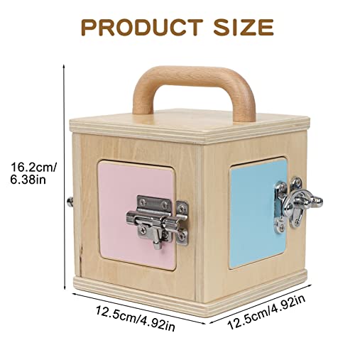 Beech Wooden Lock Box with 4 Different Doors & Various Lock Mechanisms Helps Develop Probelm Solving Skills,Montessori Wooden Educational Toy,Learning Fine Motor Skills Activity Board for 1+ Years - Image 2