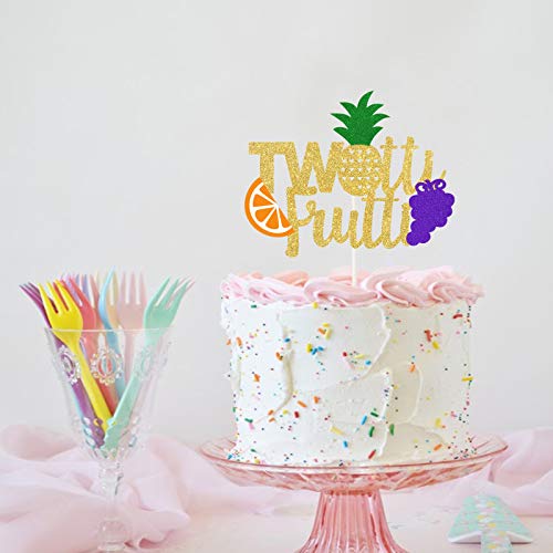 Twotti Frutti Cake Topper ,Summer Fruit 2Nd Birthday Cake Decor, Two Years Old Kids Second Birthday Fruity Tutti Theme Party Derocation #TOP3