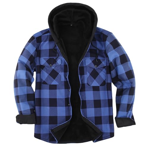 RLEHJN Holzfällerjacke Herren Teddy Fleecejacke Polar Fleece Teddy Mantel Damen Sherpa Innenfutter Gefütter Teddyjacke Pelzmantel Lumberjacket Kariert Flanellhemd Herren Jacke Herbst