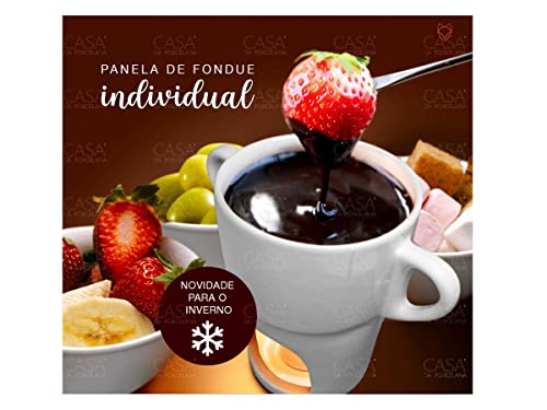 Kit 1 Fondue Individual Caneca Porcelana Branca 250ml (acompanha brinde)