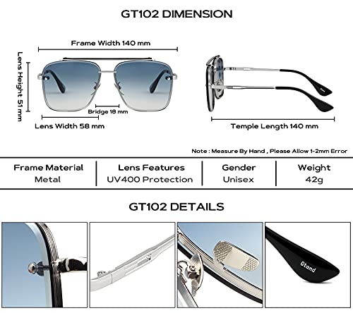 Gtand Fashion Trendy Square Aviator Gradient Sunglasses For Women Men Vintage Metal Sun Glasses #TOP4