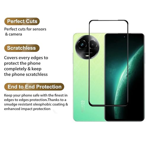 Image of DD SON Tempered Glass Screen Protector Compatible for Realme Narzo 60X 5G (11D) with Edge to Edge Coverage and Easy Installation kit,Black
