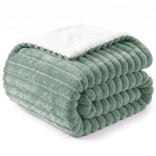 WAVVE Coperta Pile Plaid 150x200 cm Verde salvia
