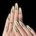 24pcs 12 Different Size Stiletto Gold Magic Mirror Reflection Medium Length Full Cover False Nails with Design (gold)