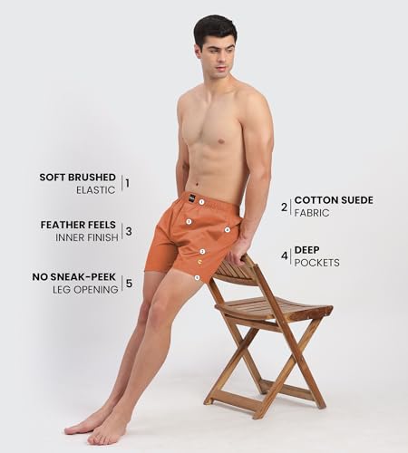 Image of Freecultr Cotton Boxer Shorts for Men Dual Pockets Moisture Wicking Microfibre | Regular Fit | Breathable & Comfortable Half Short Pants Ultrasoft Waistband