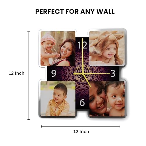 Image of SAVRI Personalized Gifts Acrylic Wall Clock (12x12 Inches) - Custom Photo with Unique Design - Stylish Room Decor, Romantic Gift for Housewarming, Anniversary, Birthday, Husband & Wife