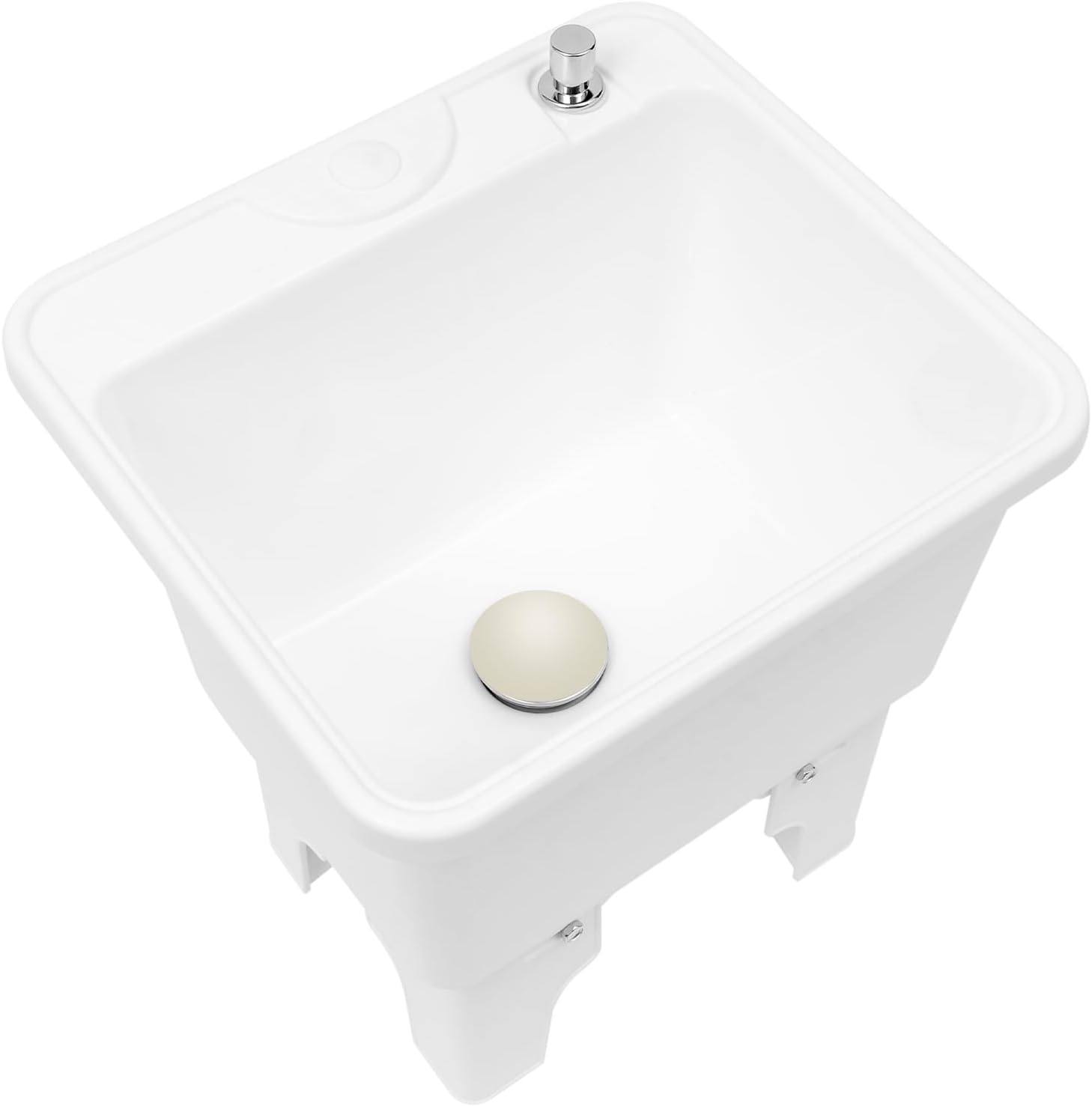 Utility Sink Freestanding Indoor Outdoor PP, 15.75 * 14.17 * 16.93in Commercial Floor Mop Sink, Portable Camping Sink, White Kitchen Sink for RV, Patio, Bathroom, Up to 220 Lbs