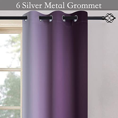 Image of SimpleHome Ombre Purple to Grey White Curtains for Living Room 42Wx63L | Room Darkening Curtains for Bedroom,Gradient Light Blocking Curtain,Thermal Insulated Grommet Window Drapes,2 Panels,63 Inch