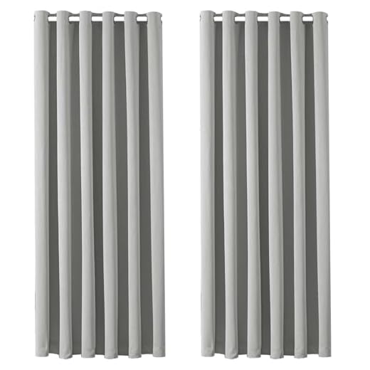 AMEHA Blackout Eyelet Curtains for Bedroom Light Grey Black Out Curtains Thermal Insulated Ring Top Window Treatment Curtain 46 X 54 Inch 2 Panels Tiebacks…