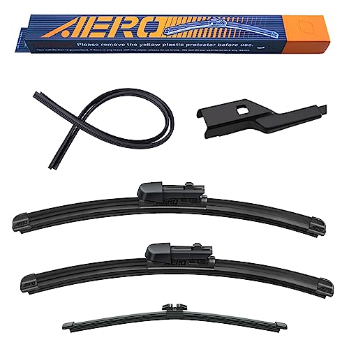 AERO Wipers OEM Replacement for BMW X1 F48 2023 2022 2021 2020 2019 2018 2017 2016, 26"+16" Front + 13" Rear, Windshield Wiper Blades with Extra Squeegee Refills + 1-Year Warranty (Set of 3)