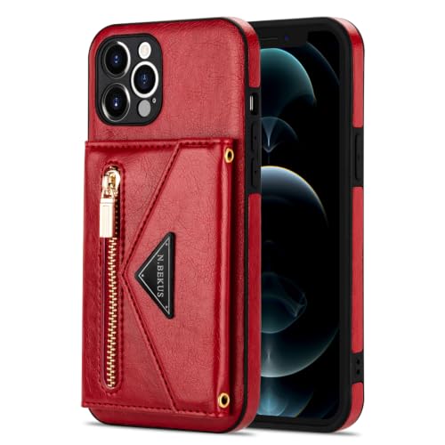 Housse iPhone 14 rouge avec support vidéo et bandoulière mains libres