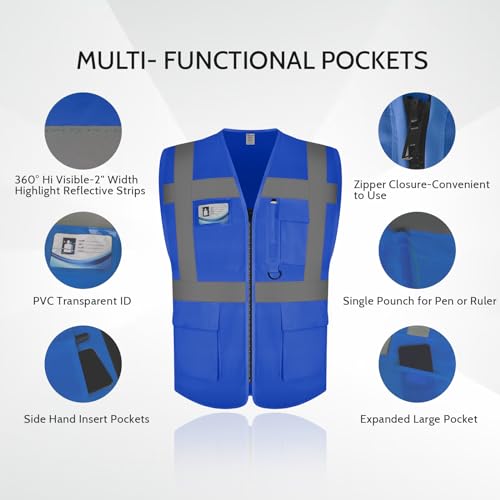Graunton Hi Vis Vests, High Vis Vests for Men Women High Visibility Safety Vest for Traffic Management Public Safety - Image 3