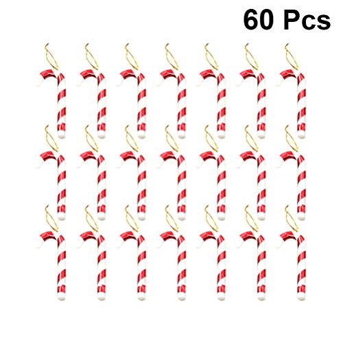 Toyvian 60Pcs Ãrvore de Natal Enfeites de Bengala de Doces Pendurados Enfeite de Pirulito Torcido de