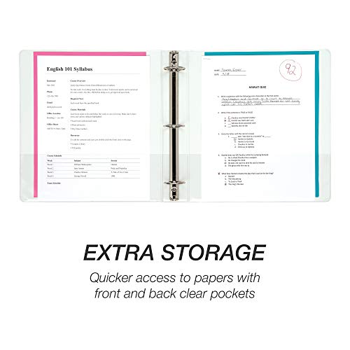 Samsill Mp20121 Fashion Design 3 Ring Binder, Stripes, 1.5 Inch Round Rings, Assorted Colors (Purple, Pink, Turquoise), Bulk Binders - 6 Pack, Assorted Stripe Print #TOP2