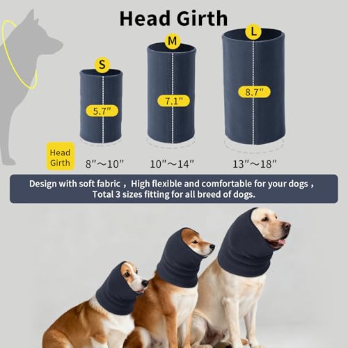 3 Stück Ohrenschützer für Hunde Lärmschutz,Anti-lärm Ohrenschutz Hund,Hohe Elastizität,Hund Schallschutzhaube,Entlasten Sie Angst vor Lärm, Donner, Feuerwerk(Klein+ +Mittel+Groß) (Grau)
