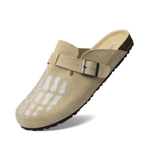Image of Skeleton Clogs Adults Gothic Novelty Bone Open Back Mules Indoor Outdoor Shoes Buckle Footwear Comfy Lightweight with Non Slip Sole for Big Kids Boys Girls Women Men