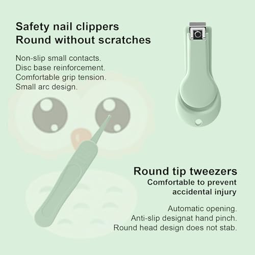 Baby Nail Clipper Set, 4-in-1 Baby Manicure Kit with Nail Clippers, Scissors, Nail File & Tweezer, Baby Grooming Kit Newborn & Toddler, Portable Safe Nail Trimmer Care - Image 6